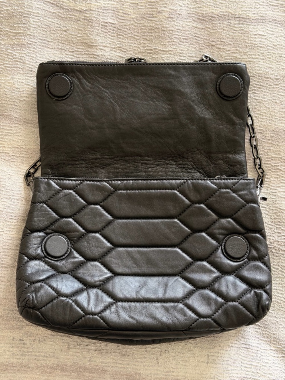 NWOT Zadig & Voltaire Rocky XL Quilted Leather Clutch Chain-Shoulder Bag - Black - Picture 5 of 16
